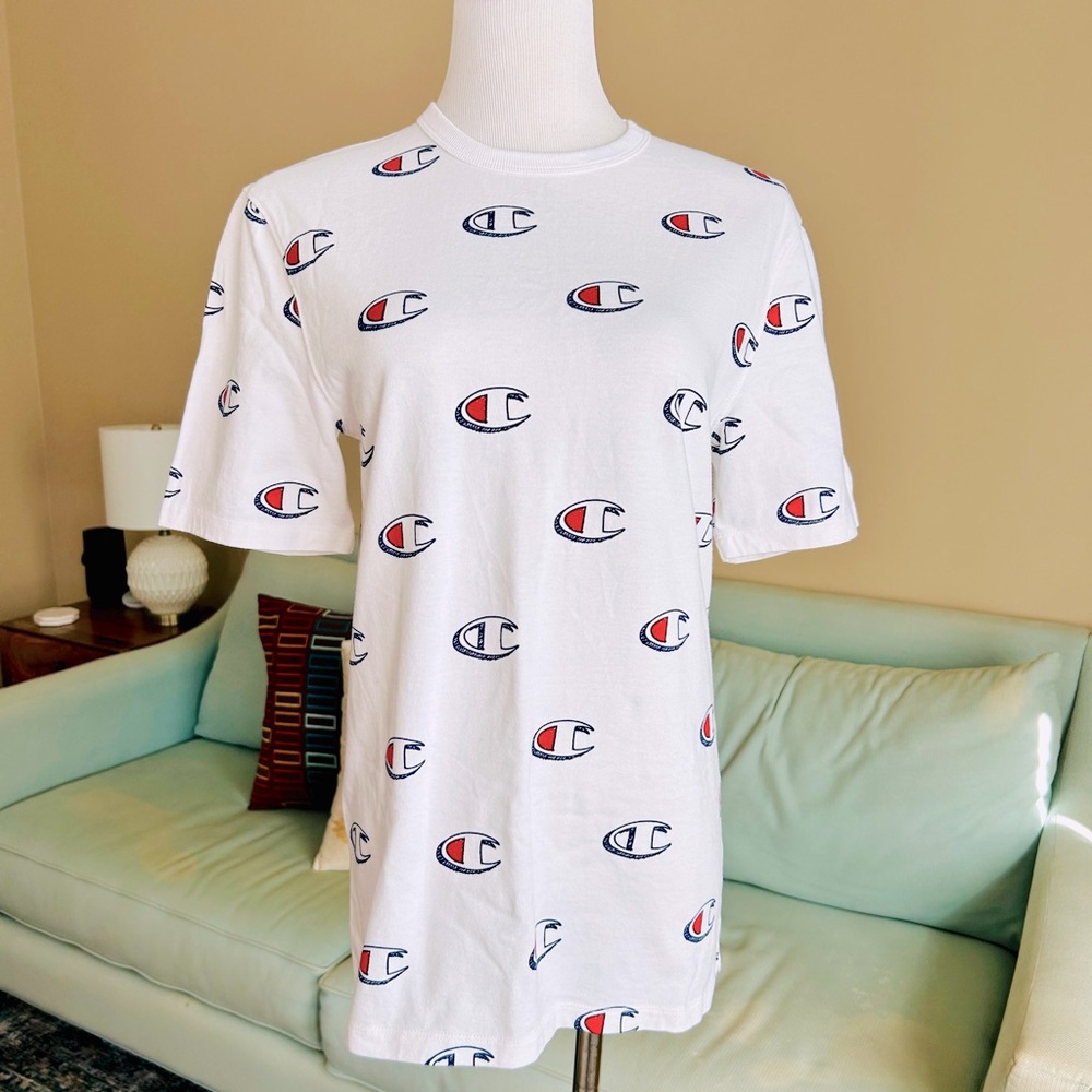 Champion Heritage Sketched Logo Print T-Shirt White NWOT Size S - Picture 2 of 10